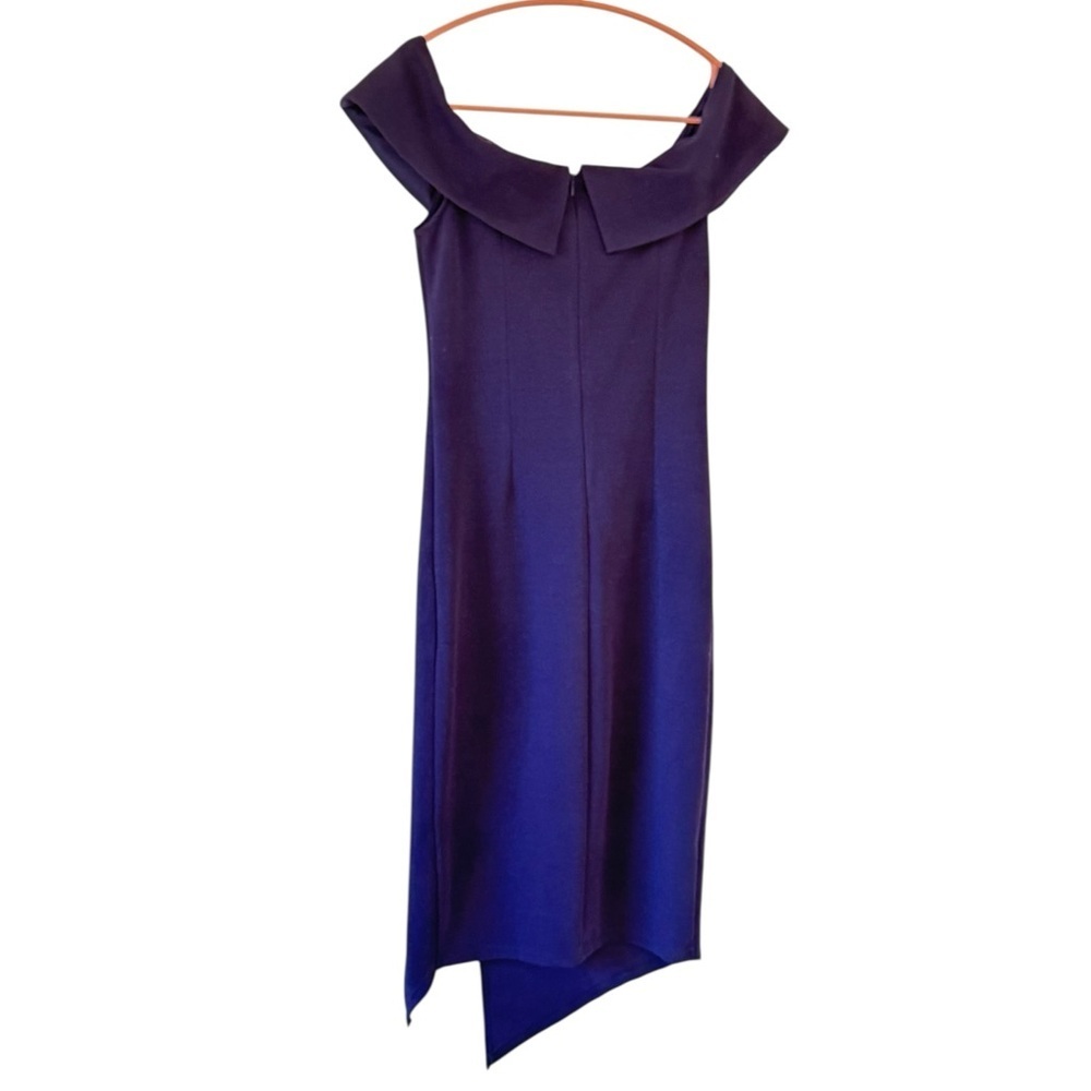 Hello Molly Wild Rose Midi Dress Navy Blue Stretch Crepe Sheath Coquette Size 8 - Picture 4 of 7
